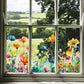 📢📢40% DE RÉDUCTION !! ⏰Sticker Fenêtre Bouquet Floral Coloré – Design vibrant, facile à décoller & amovible – Parfait pour la maison, café & déco printanière ✨