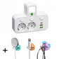 Adaptateur secteur EU avec 4 prises, prise murale multiport avec interrupteur indépendant et petit adaptateur pour veilleuse