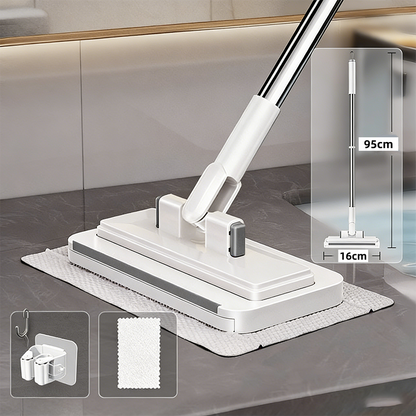 🧹 50% DE RÉDUCTION! 💧 Balai Plat à Lingettes Remplaçables – 358 dents requin, manche télescopique & nettoyage hygiénique – Parfait pour sols, plafonds & murs 🏠