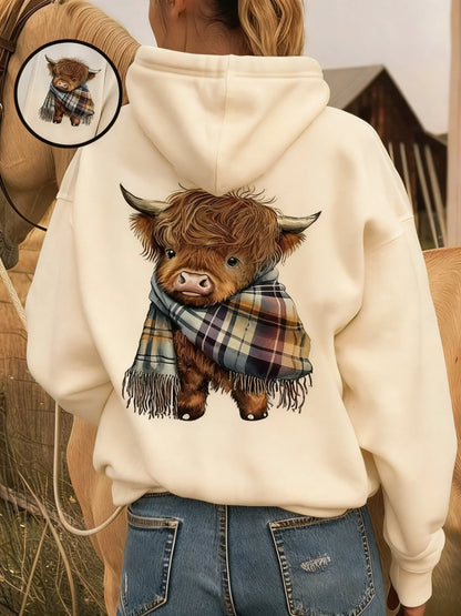 🎄🎅SOLDES DE NOËL 50 % DE RÉDUCTION !!🎁Joli sweat à capuche Highland Cow Cozy doublé polaire🦬
