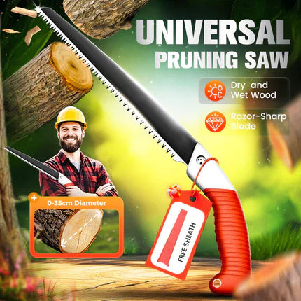 📢📢50% de réduction ! 🔥 Scie d’élagage universelle en acier SK5 – Lame tranchante, poignée ergonomique & fourreau inclus, idéale pour tous les arbres ! 🌳