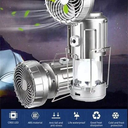 📢📢50 % DE RÉDUCTION !!⏰Ventilateur électrique portable extensible à batterie solaire au lithium + lampe de secours