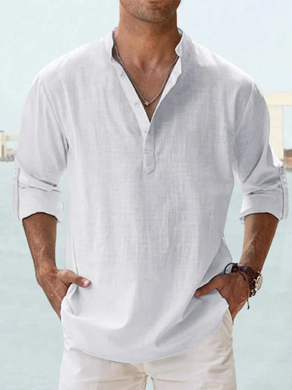 🔥50% de réduction🔥Chemise à manches longues pour hommes, en coton et lin