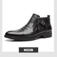 📢📢60 % de réduction !!!🎅 Bottines en cuir avec fermeture éclair double face et extrémités pointues pour hommes