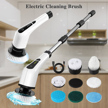 🧽50 % DE RÉDUCTION⚡ Brosse de nettoyage rotative électrique | 7 têtes de brosse · 300 tr/min · Étanche IPX5 · Batterie longue durée de 2500 mAh · Pour des tâches ménagères un jeu d'enfant