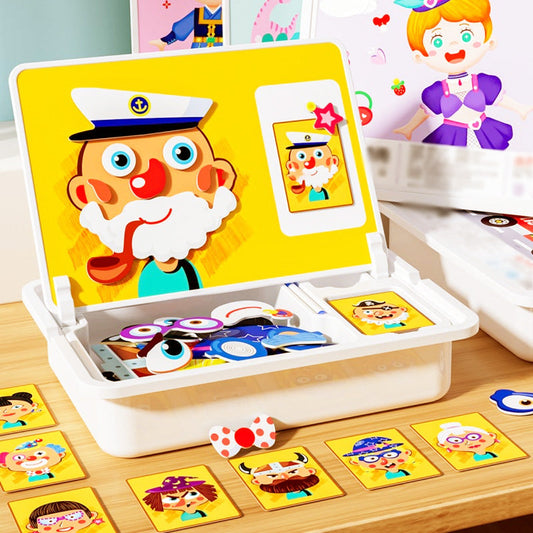 🏆Boîte à puzzle magnétique pour enfants avec jeu et planche à dessi🧩👑