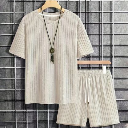📢📢40 % de réduction !! ⏰ Ensemble 2 Pièces Été Homme – T-shirt Épaules Déchirées & Short Cordon, Tissu Respirant, 2 Couleurs, 4 Tailles, Style Streetwear Urbain ✨