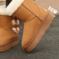 Bottes de Neige Classiques à Doublure en Peluche avec Nœud et Plateforme pour Femmes
