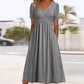 Femmes Col V Manches Courtes Robes Longues
