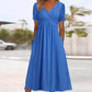Femmes Col V Manches Courtes Robes Longues