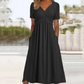 Femmes Col V Manches Courtes Robes Longues
