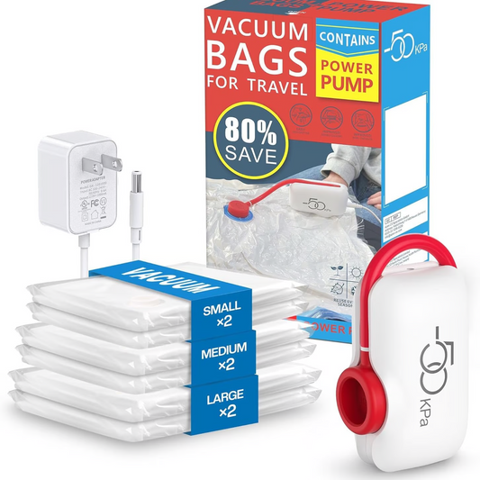 📦 60% DE RÉDUCTION ! 🔥 6 Sacs de Compression Sous Vide USB - Gain de Place Maximal, Imperméables et Réutilisables pour Voyage/Maison ✈️🧳