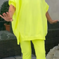 💕Best-seller de l'été💕Round neckline slit Fluorescent colour leisure suit for women(🔥55% de réduction)