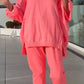 💕Best-seller de l'été💕Round neckline slit Fluorescent colour leisure suit for women(🔥55% de réduction)