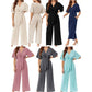 👗 50% DE RÉDUCTION 💃 Combinaison élégante à col en V & jambes larges pour femme, avec ceinture nouée – Fluide, flatteuse & parfaite pour les mariages, les vacances ou les soirées chic 🌸