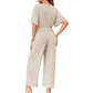 👗 50% DE RÉDUCTION 💃 Combinaison élégante à col en V & jambes larges pour femme, avec ceinture nouée – Fluide, flatteuse & parfaite pour les mariages, les vacances ou les soirées chic 🌸