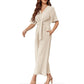 👗 50% DE RÉDUCTION 💃 Combinaison élégante à col en V & jambes larges pour femme, avec ceinture nouée – Fluide, flatteuse & parfaite pour les mariages, les vacances ou les soirées chic 🌸