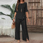 Ensemble deux pièces pour femme : haut à ourlet asymétrique et pantalon à jambes larges