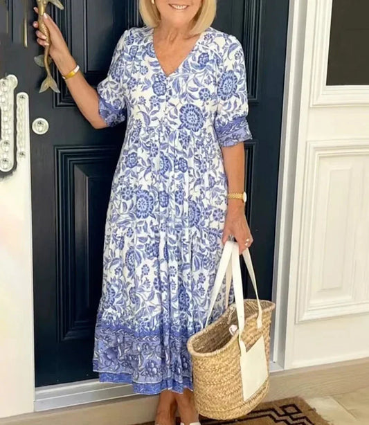 🔥Idéal pour l'été👗Robe bohème à col en V