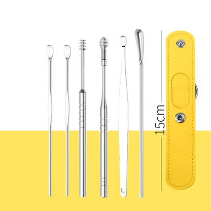📢 Remise limitée de 50% 📢 Portable en acier inoxydable Earlöpfel 6 pièces-Set - Spiral-Ohrwerkzeug ✨