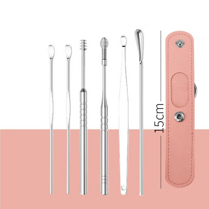 📢 Remise limitée de 50% 📢 Portable en acier inoxydable Earlöpfel 6 pièces-Set - Spiral-Ohrwerkzeug ✨