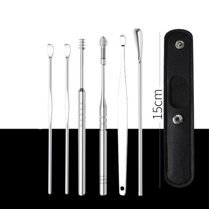 📢 Remise limitée de 50% 📢 Portable en acier inoxydable Earlöpfel 6 pièces-Set - Spiral-Ohrwerkzeug ✨