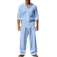 📢📢40 % DE RÉDUCTION !! ⏰Ensemble chemise et pantalon pour homme – Style décontracté, lin respirant, coupe ample