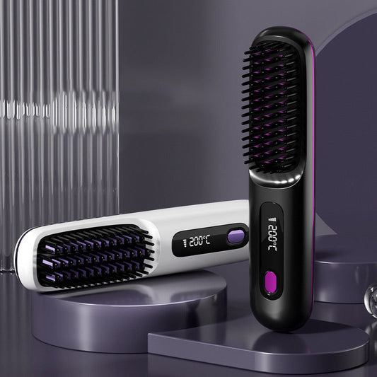 💇‍♀️ 50% DE RÉDUCTION! 🔥 Peigne Chauffant Sans Fil en Céramique – Lisse Les Cheveux, Design Portable & Idéal Pour Un Coiffage Rapide En Voyage ✨