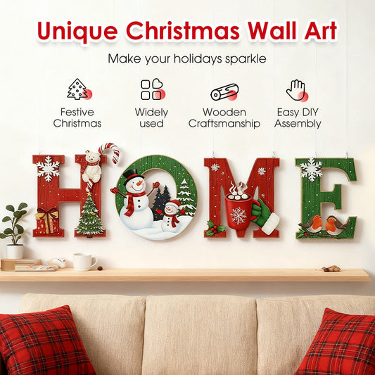 🎄⛄Décoration murale en bois pour Noël avec lettres - HOME/JOY
