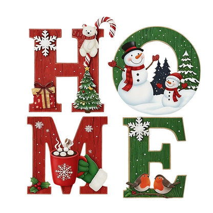 🎄⛄Décoration murale en bois pour Noël avec lettres - HOME/JOY