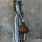 Robe longue à manches longues en velours pour femme