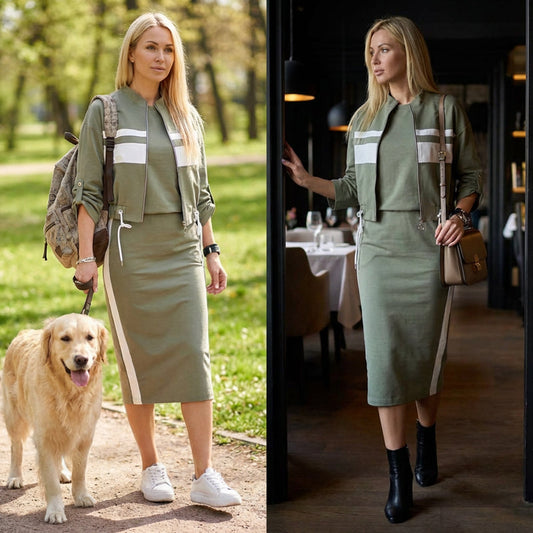 💖 Ensemble veste et robe à col montant pour femme