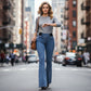 💎 62% DE RÉDUCTION ! 💎 Jean Évasé Taille Haute pour Femme – Denim Stretch, Silhouette Allongée & Confort Absolu 👖💙