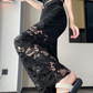 Pantalon creux pour femme avec imprimé strass chauds assemblés