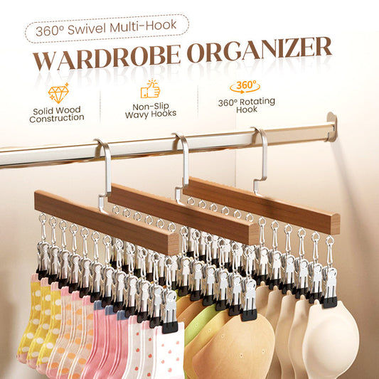 🔈🔈GRANDE SOLDES 2026 - 60 % DE RÉDUCTION🧺📎Organisateur de penderie pivotant à 360° avec crochets multiples