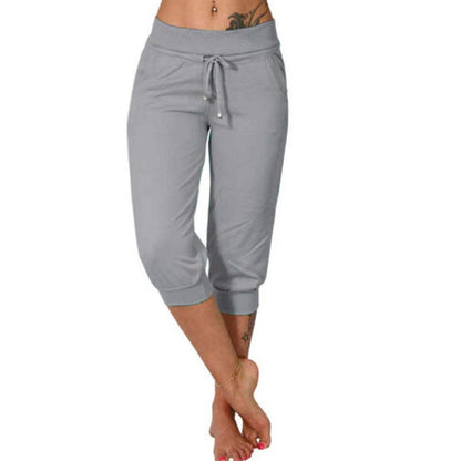 Pantalon de jogging taille haute et coupe ajustée, cordon de serrage et poches