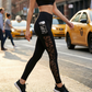 Pantalon de yoga taille haute en maille pour femmes avec poches