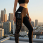 Pantalon de yoga taille haute en maille pour femmes avec poches