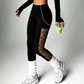 Pantalon de yoga taille haute en maille pour femmes avec poches