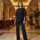 Ensemble pantalon deux pièces asymétrique élégant