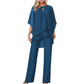 Ensemble pantalon deux pièces asymétrique élégant