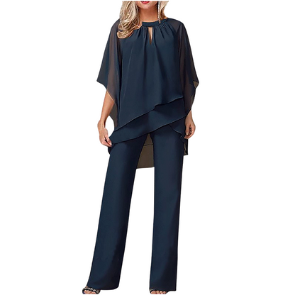 Ensemble pantalon deux pièces asymétrique élégant