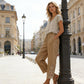 Pantalon à cordon de serrage avec bordure en dentelle pour femme