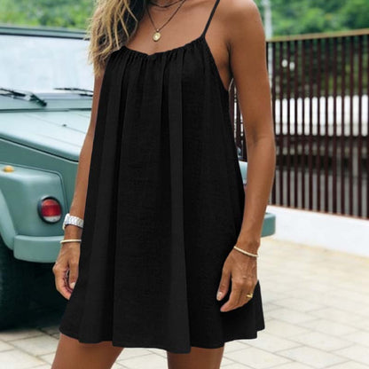📢📢60% DE RÉDUCTION !! ⏰Robe d'été mini sans dos à fines bretelles
