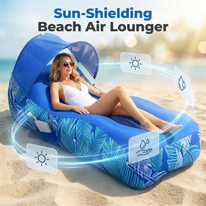 ⏳Spécial à durée limitée⏰Chaise longue gonflable sans effort avec pare-soleil🏖️