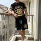 👑 50 % DE RÉDUCTION POUR UNE DURÉE LIMITÉE ! ✨ Ensemble pour homme avec imprimé Gold Crest – T-shirt et short, style décontracté chic ✨