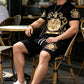 👑 50 % DE RÉDUCTION POUR UNE DURÉE LIMITÉE ! ✨ Ensemble pour homme avec imprimé Gold Crest – T-shirt et short, style décontracté chic ✨