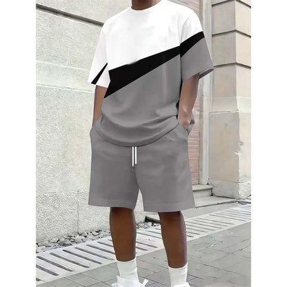📢📢40 % DE RÉDUCTION !! ⏰Ensemble t-shirt et short décontracté à blocs de couleur pour homme