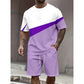 📢📢40 % DE RÉDUCTION !! ⏰Ensemble t-shirt et short décontracté à blocs de couleur pour homme