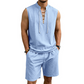 👕 PROMO LIMITÉE 50% DE RÉDUCTION ! ✨ Ensemble Homme en Lin – Haut sans Manches Lacé, Short, 7 Couleurs ☀️